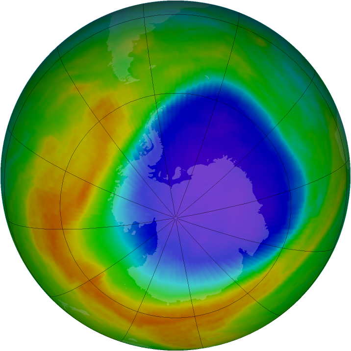 Antarctic ozone map for 18 October 2003